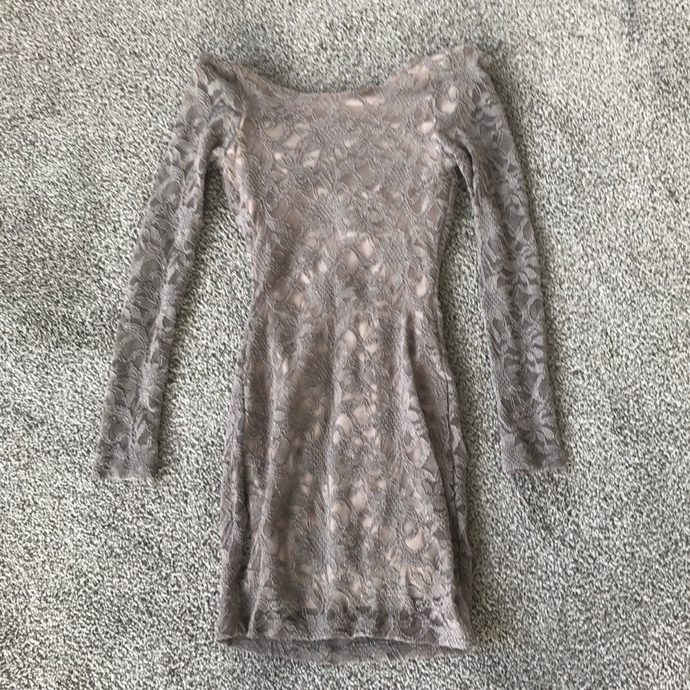 Tan,lace bodycon dress worn once to homecoming.